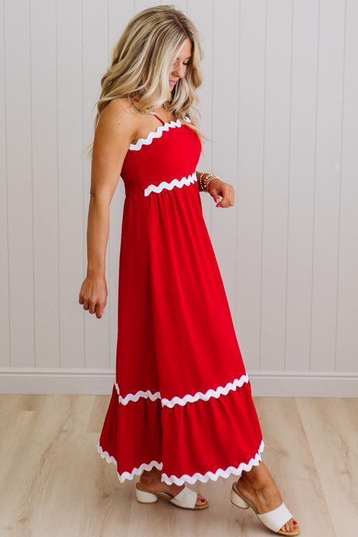 Suze Rickrack Accent Maxi Dress
