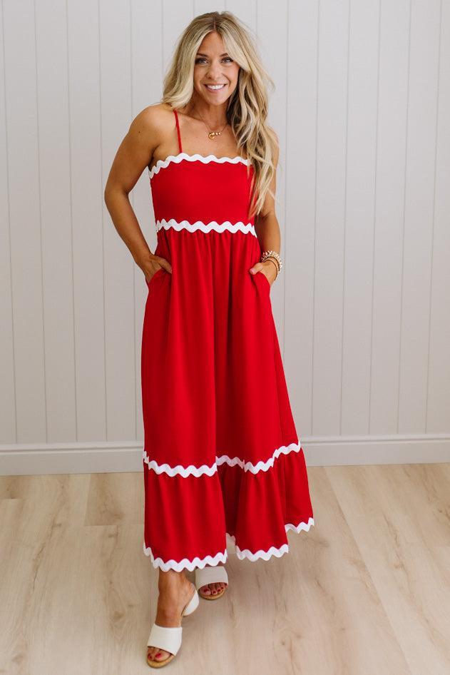Suze Rickrack Accent Maxi Dress