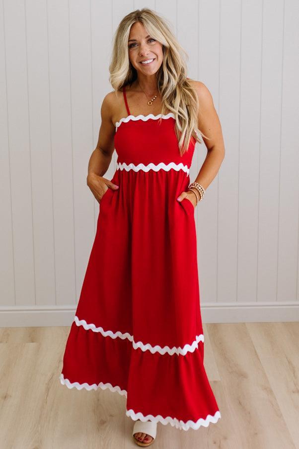 Suze Rickrack Accent Maxi Dress