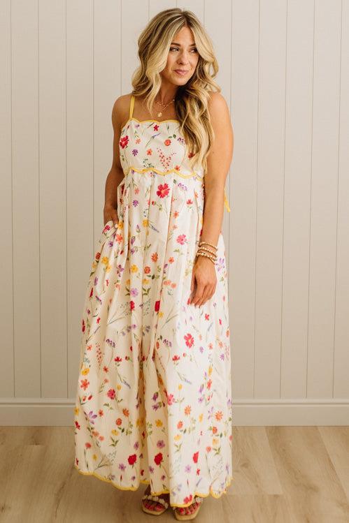 Taeya Scallop Trim Floral Maxi