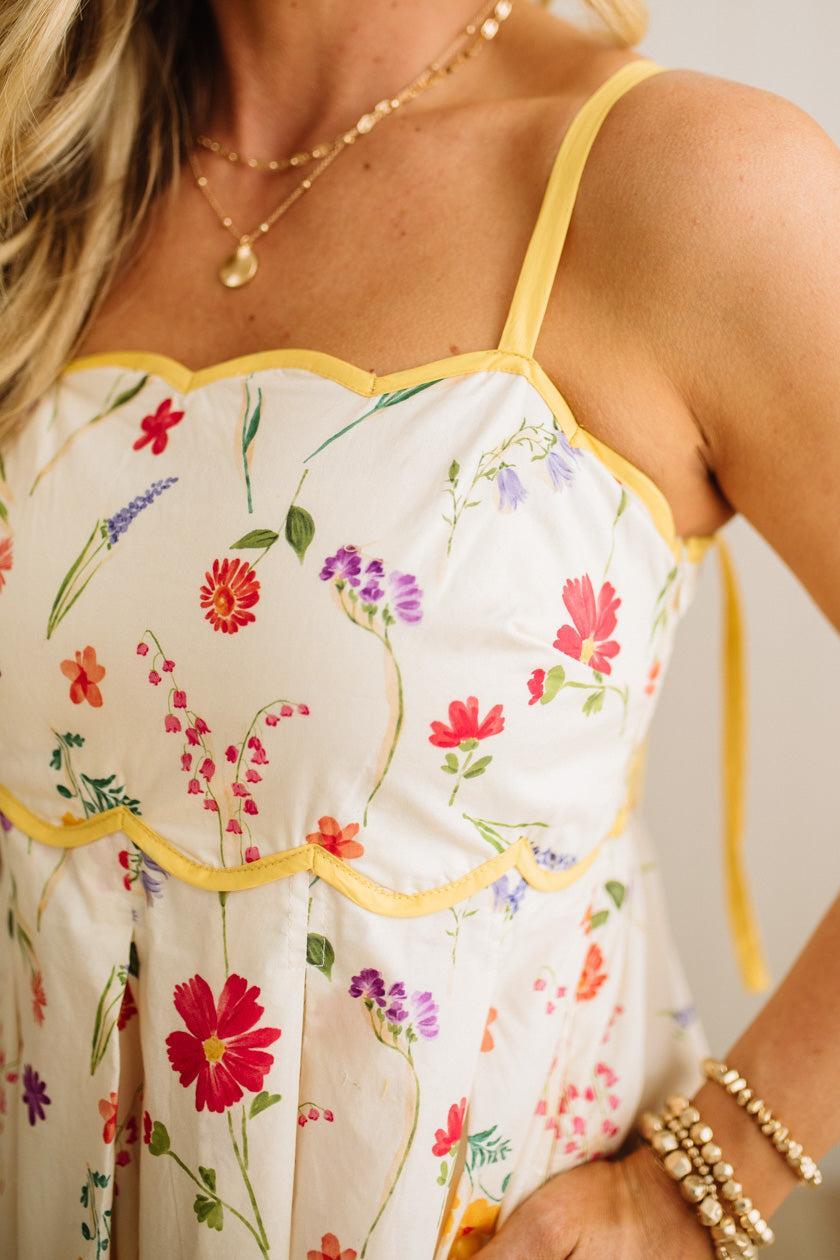 Taeya Scallop Trim Floral Maxi