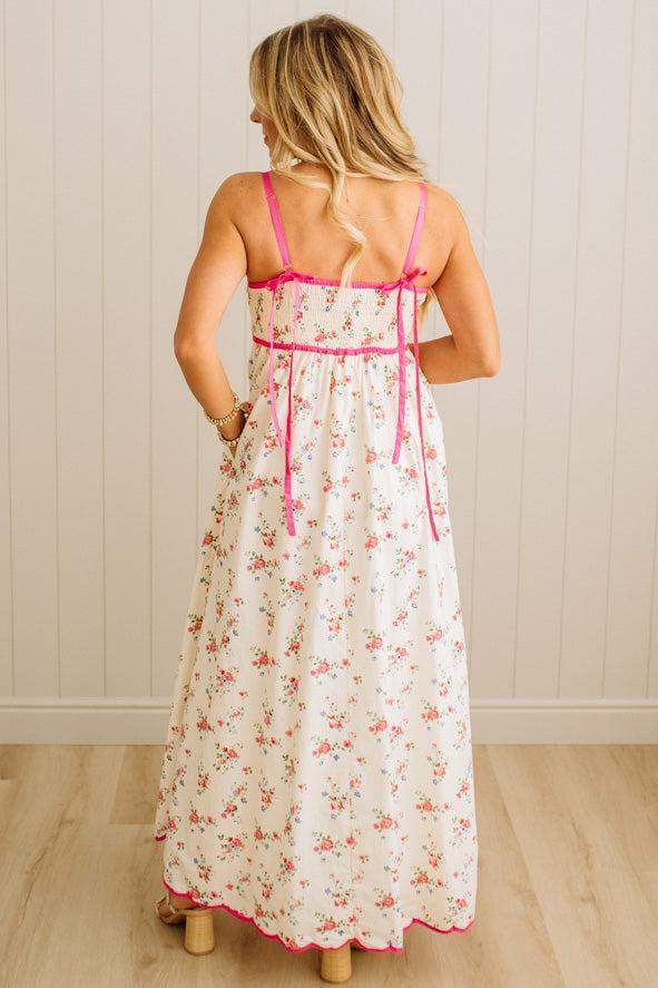 Taeya Scallop Trim Floral Maxi