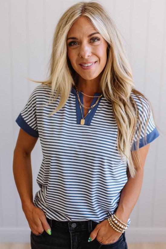 Tena Trimmed Stripe Top