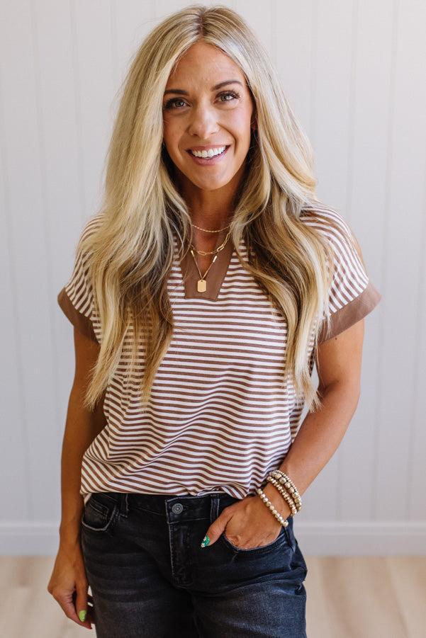 Tena Trimmed Stripe Top