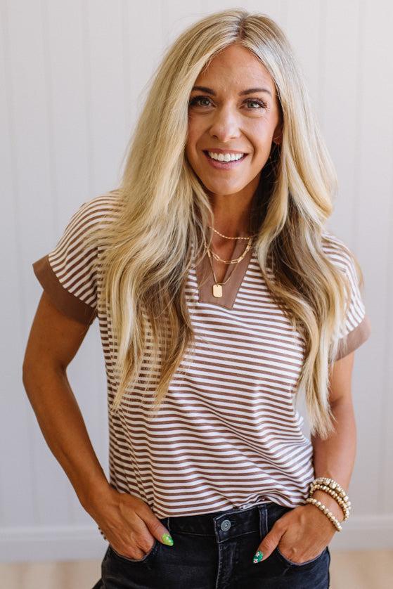 Tena Trimmed Stripe Top