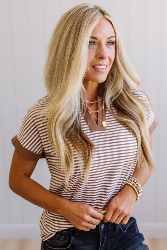 Tena Trimmed Stripe Top