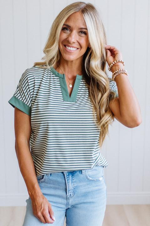 Tena Trimmed Stripe Top