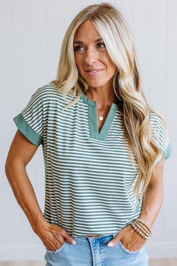 Tena Trimmed Stripe Top