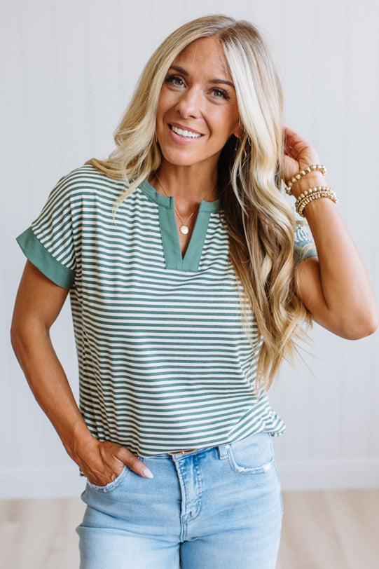 Tena Trimmed Stripe Top
