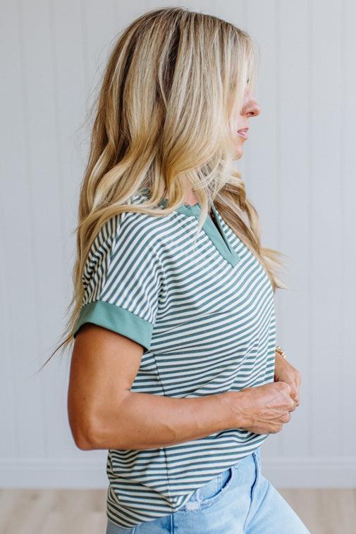 Tena Trimmed Stripe Top