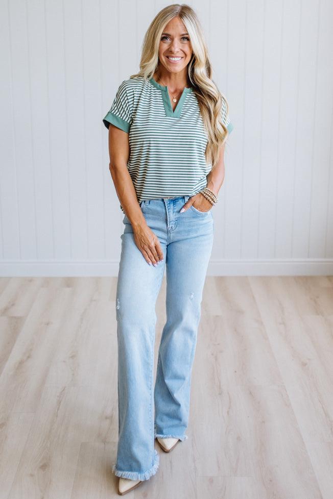 Tena Trimmed Stripe Top