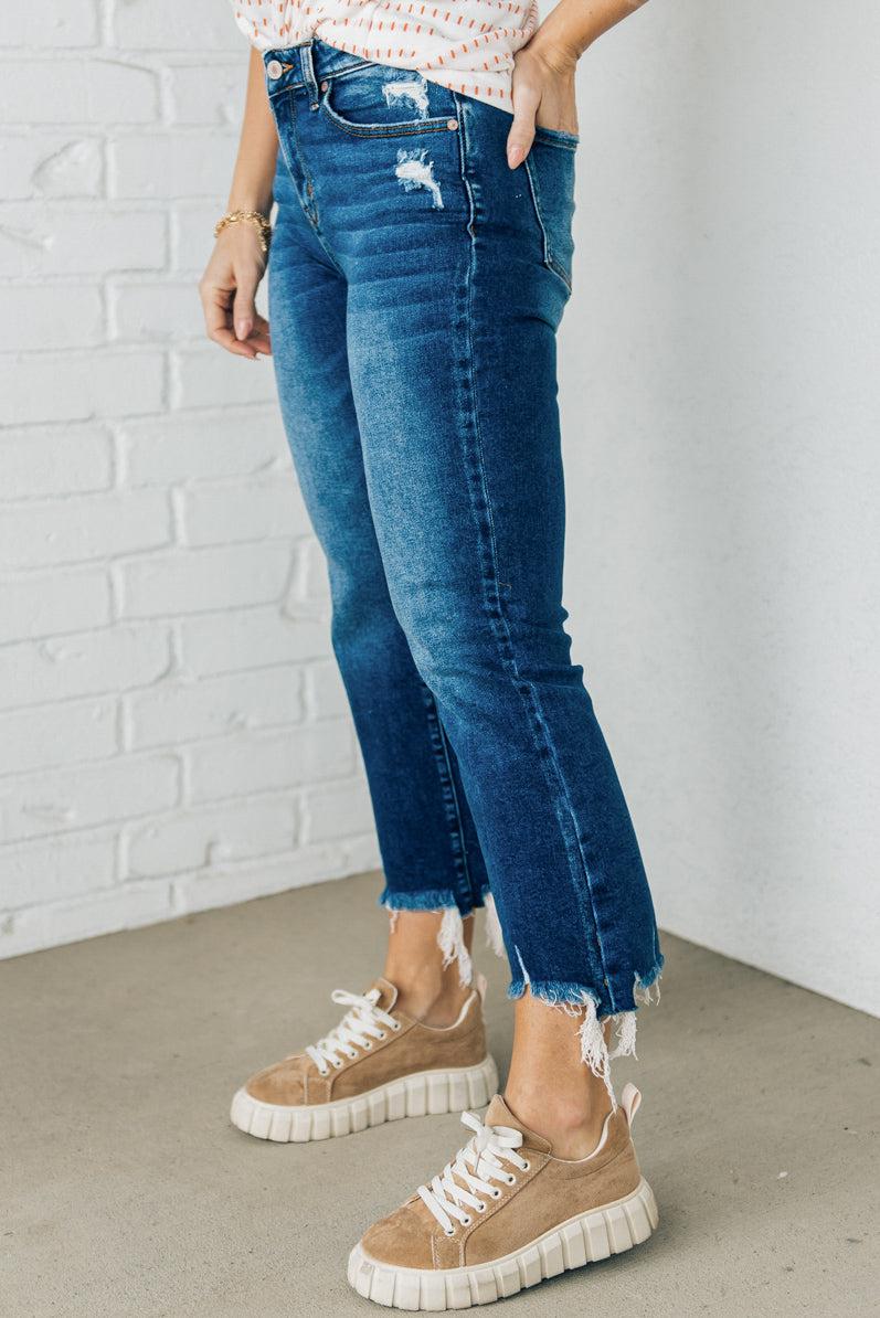 Theo Frayed Crop Jeans - ZENANA