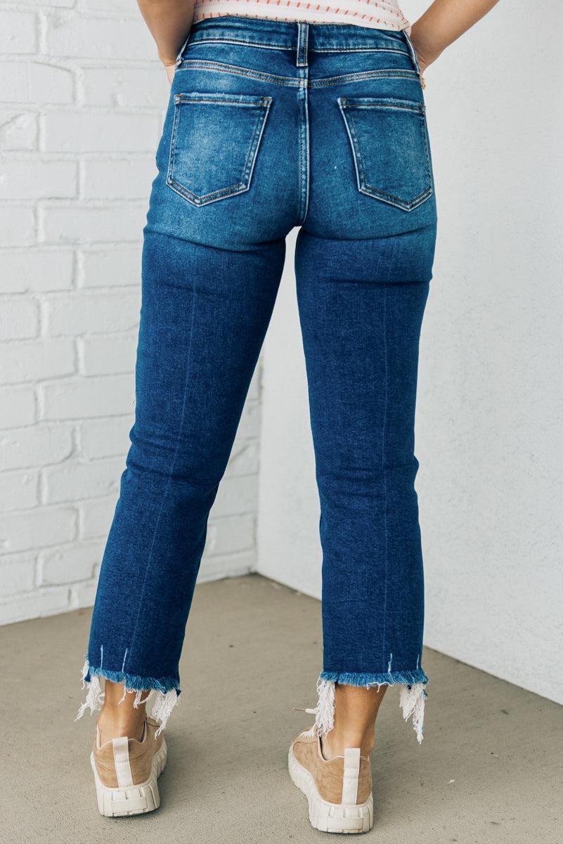 Theo Frayed Crop Jeans - ZENANA