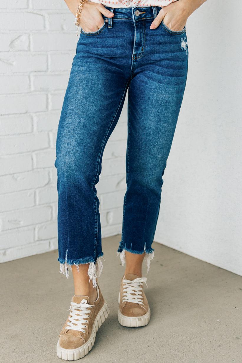 Theo Frayed Crop Jeans - ZENANA