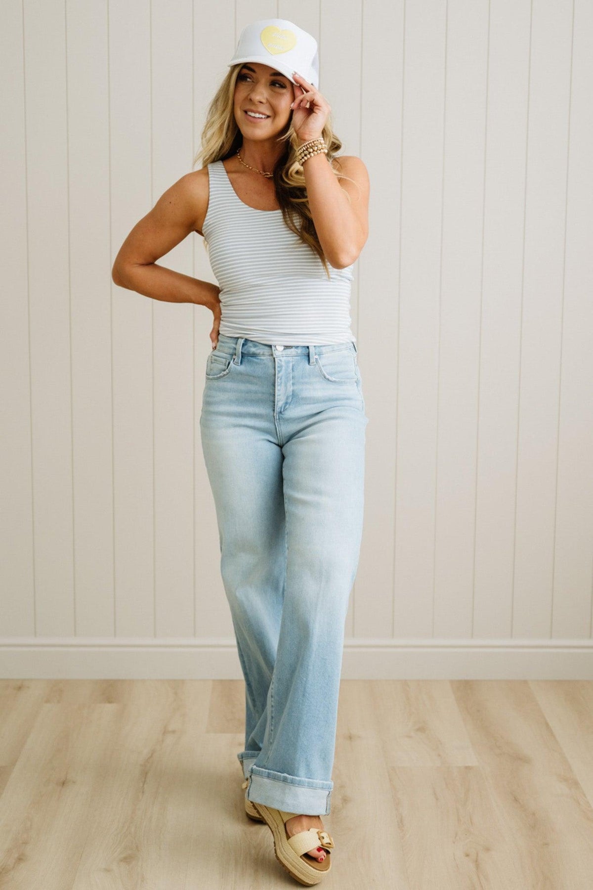 Tommy Cuffed Wide Leg Jeans - RISEN