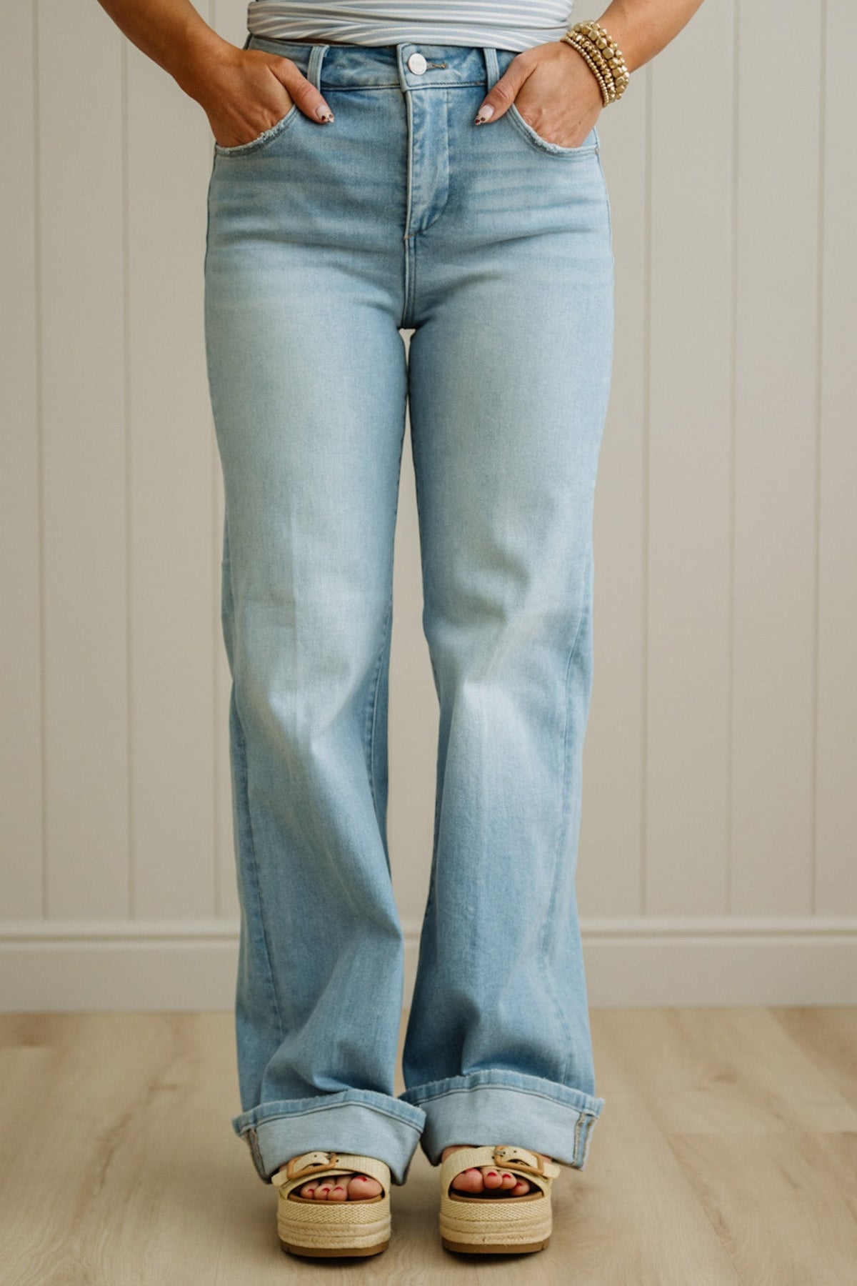 Tommy Cuffed Wide Leg Jeans - RISEN
