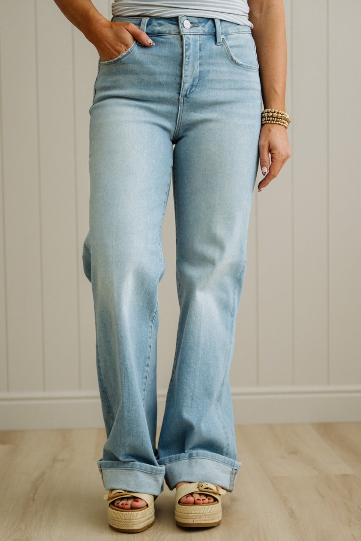 Tommy Cuffed Wide Leg Jeans - RISEN
