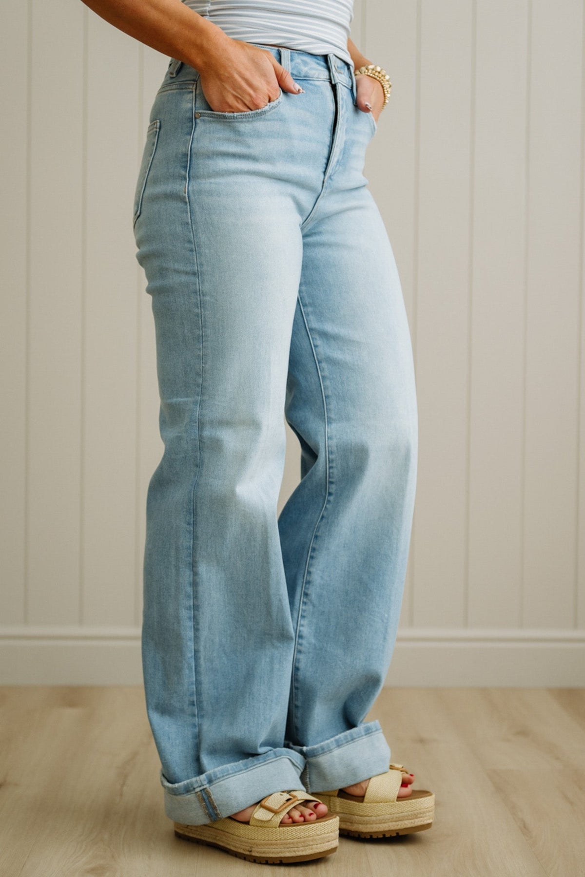Tommy Cuffed Wide Leg Jeans - RISEN