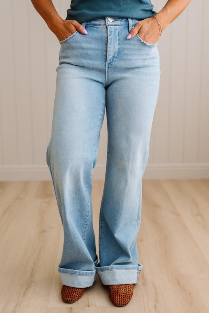 Tommy Cuffed Wide Leg Jeans - RISEN