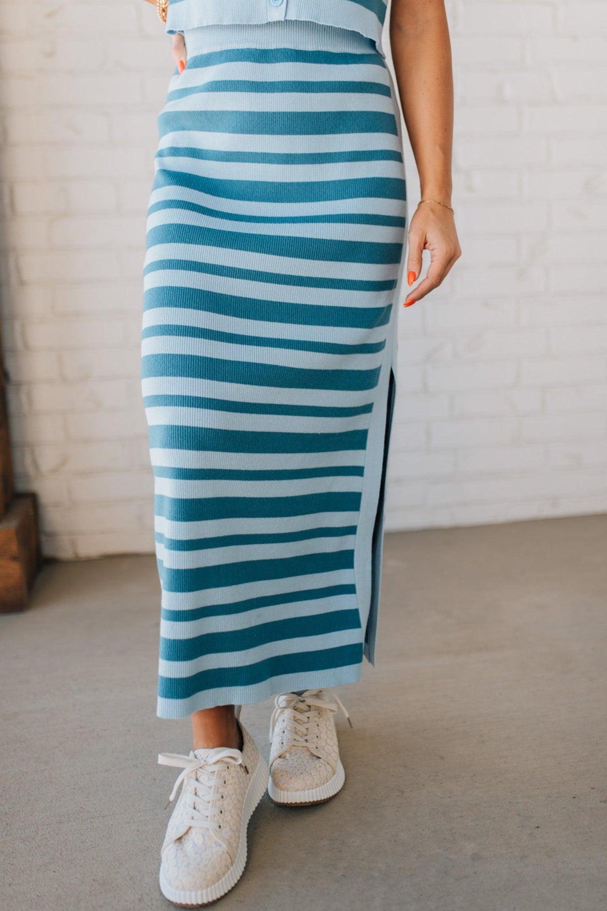 Top Tier Striped + Ribbed Skirt