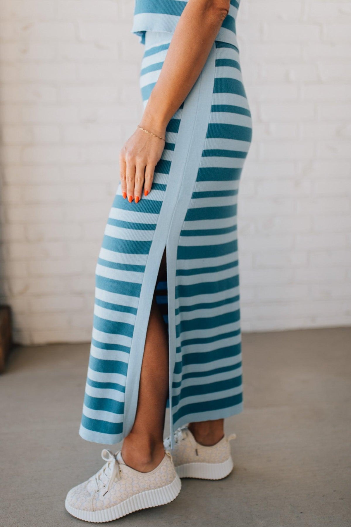 Top Tier Striped + Ribbed Skirt