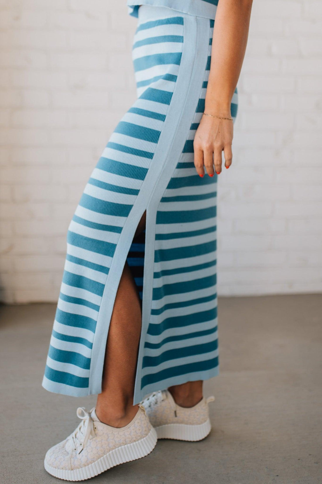 Top Tier Striped + Ribbed Skirt
