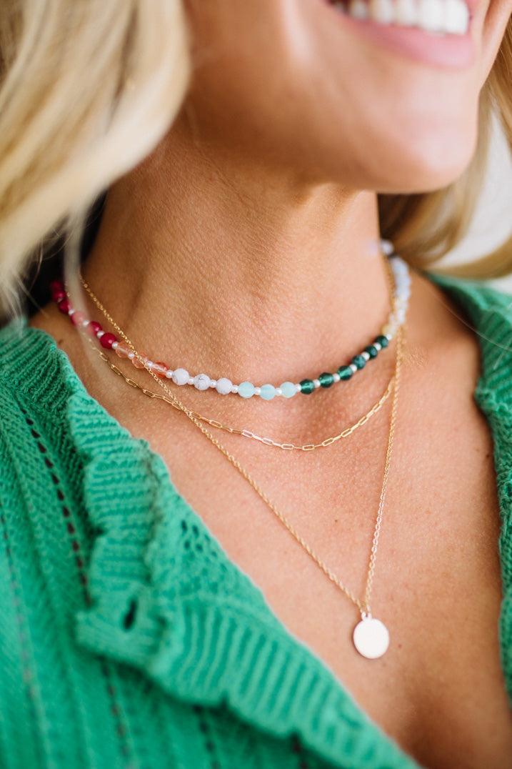Triple Layered Bead + Charm Necklace