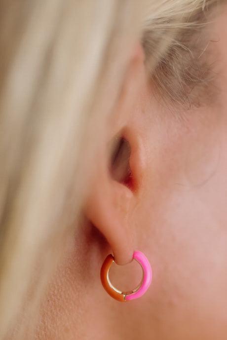Two Tone Huggie Hoops
