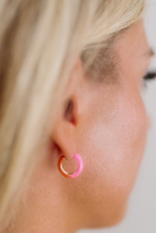 Two Tone Huggie Hoops