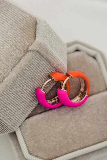 Two Tone Huggie Hoops