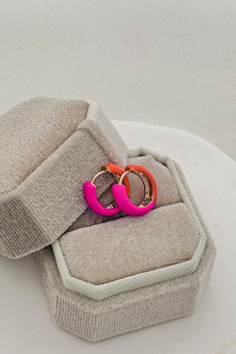 Two Tone Huggie Hoops