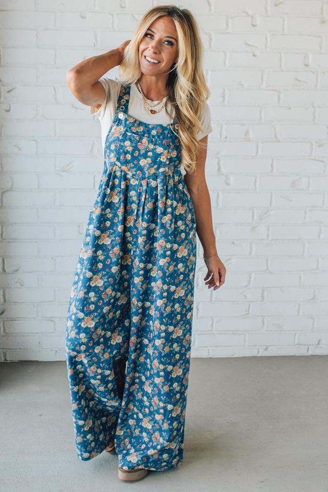 Vintage Rose Denim Overalls - BIBI