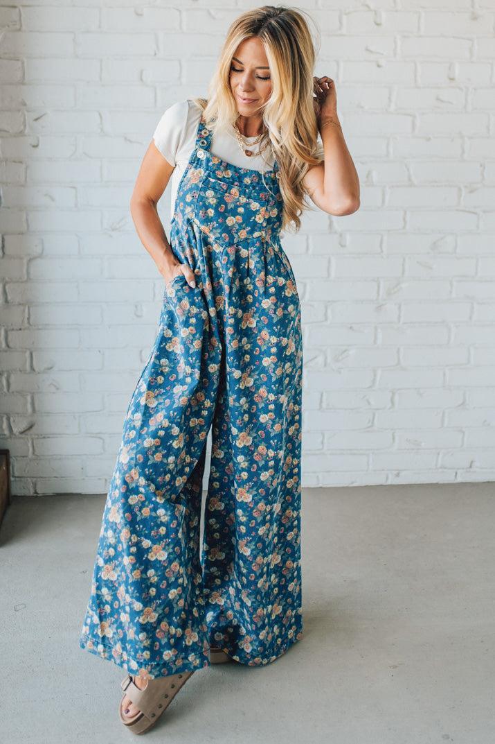 Vintage Rose Denim Overalls - BIBI