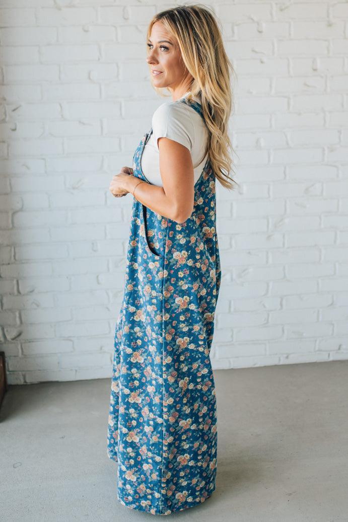Vintage Rose Denim Overalls - BIBI