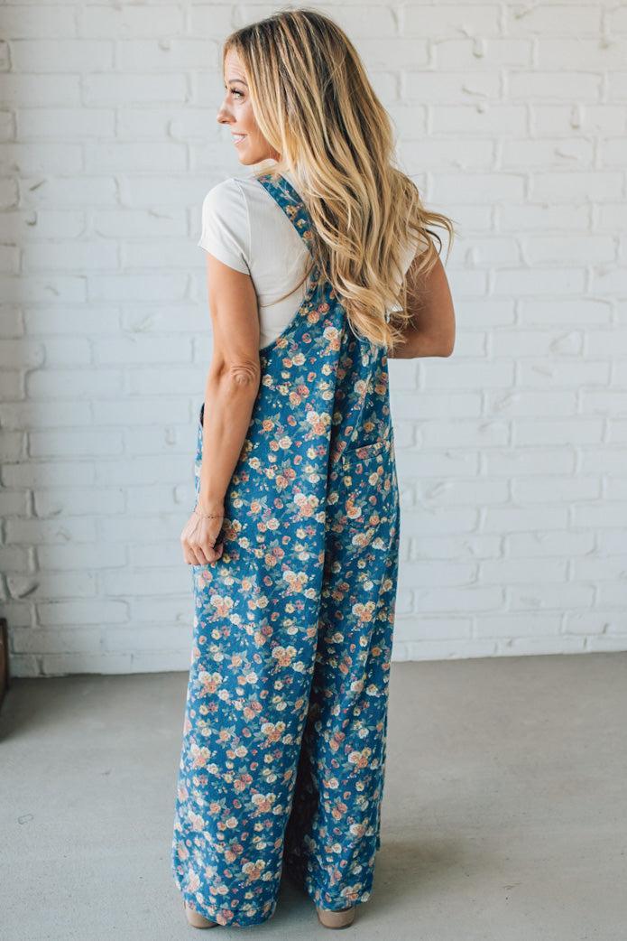 Vintage Rose Denim Overalls - BIBI