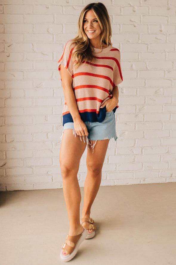 Vintage Stripe Drop Shoulder Sweater