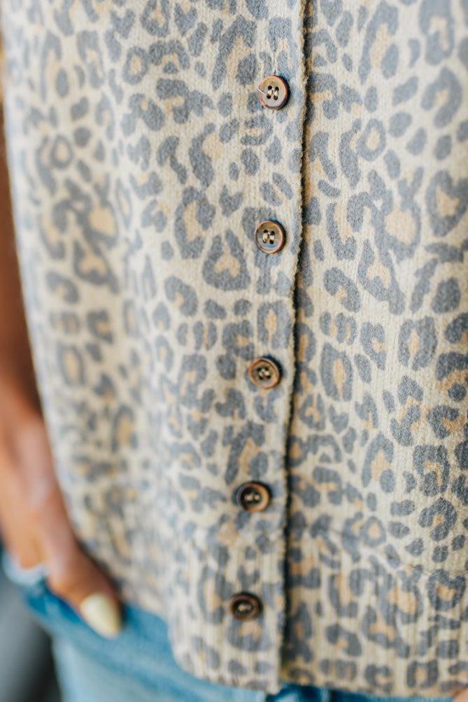 Vintage Wash Leopard Buttoned Top