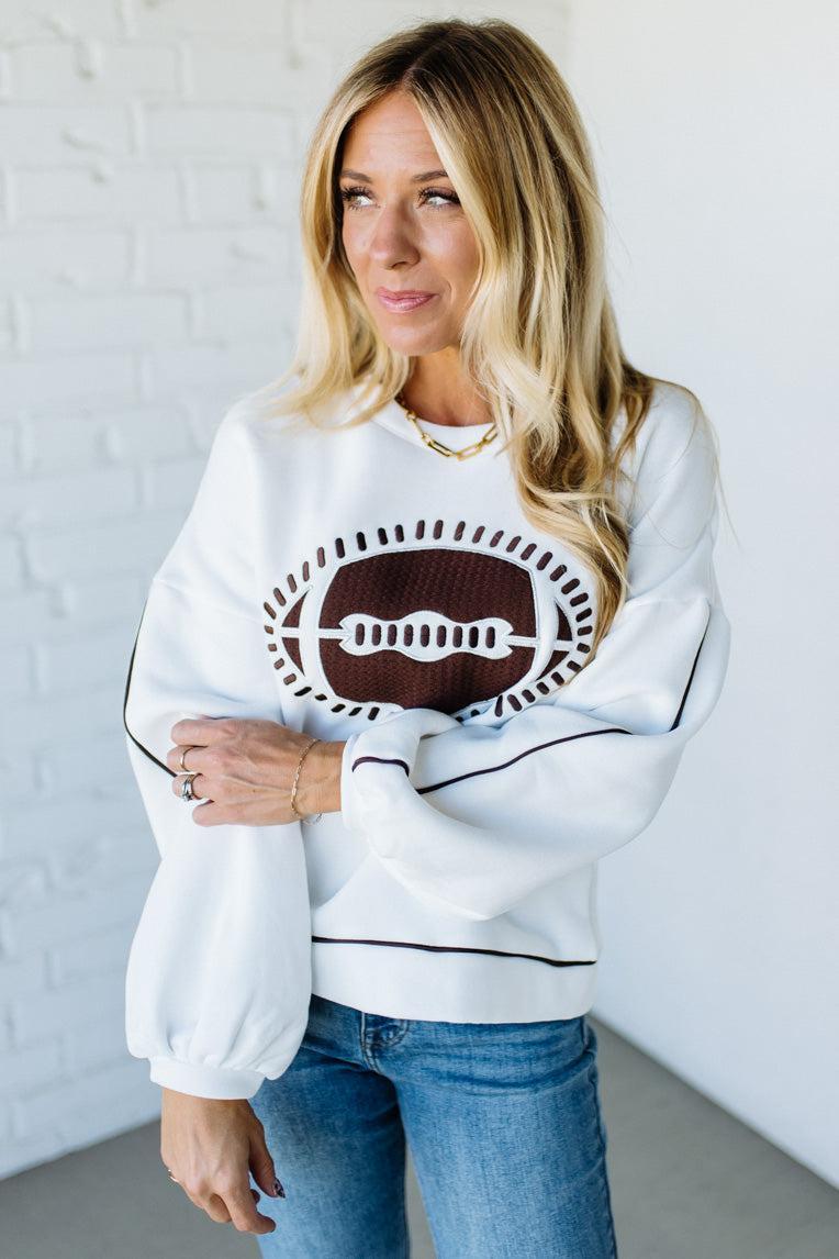 Waffled Football Fleece Pullover