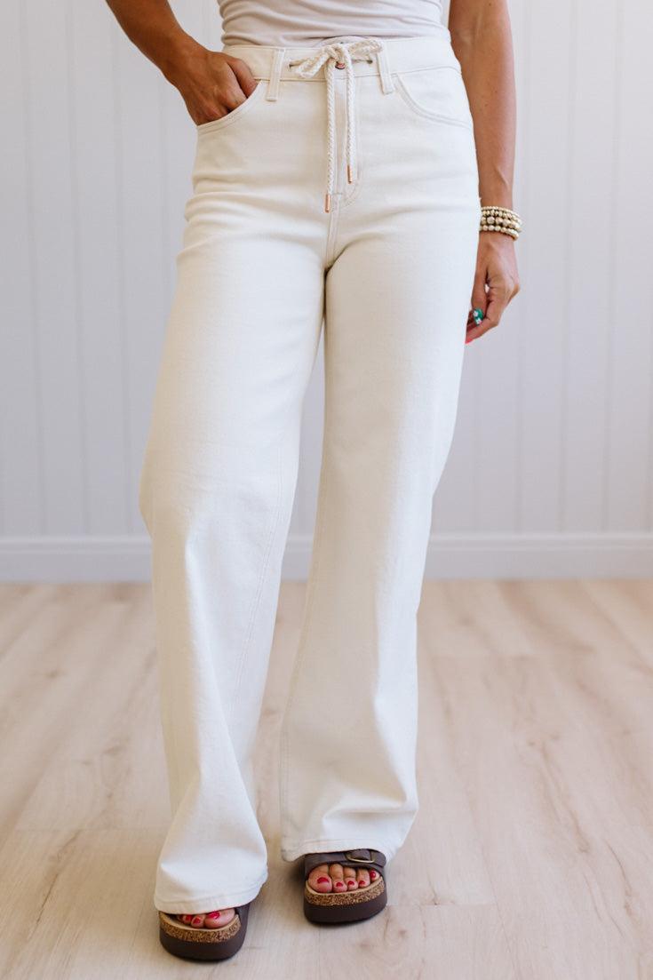 Wellington Drawstring High Rise Jeans - VERVET