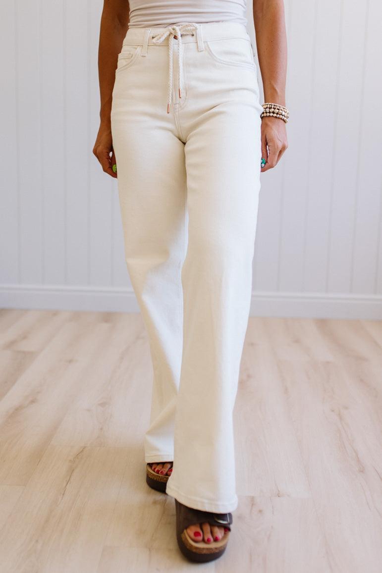 Wellington Drawstring High Rise Jeans - VERVET