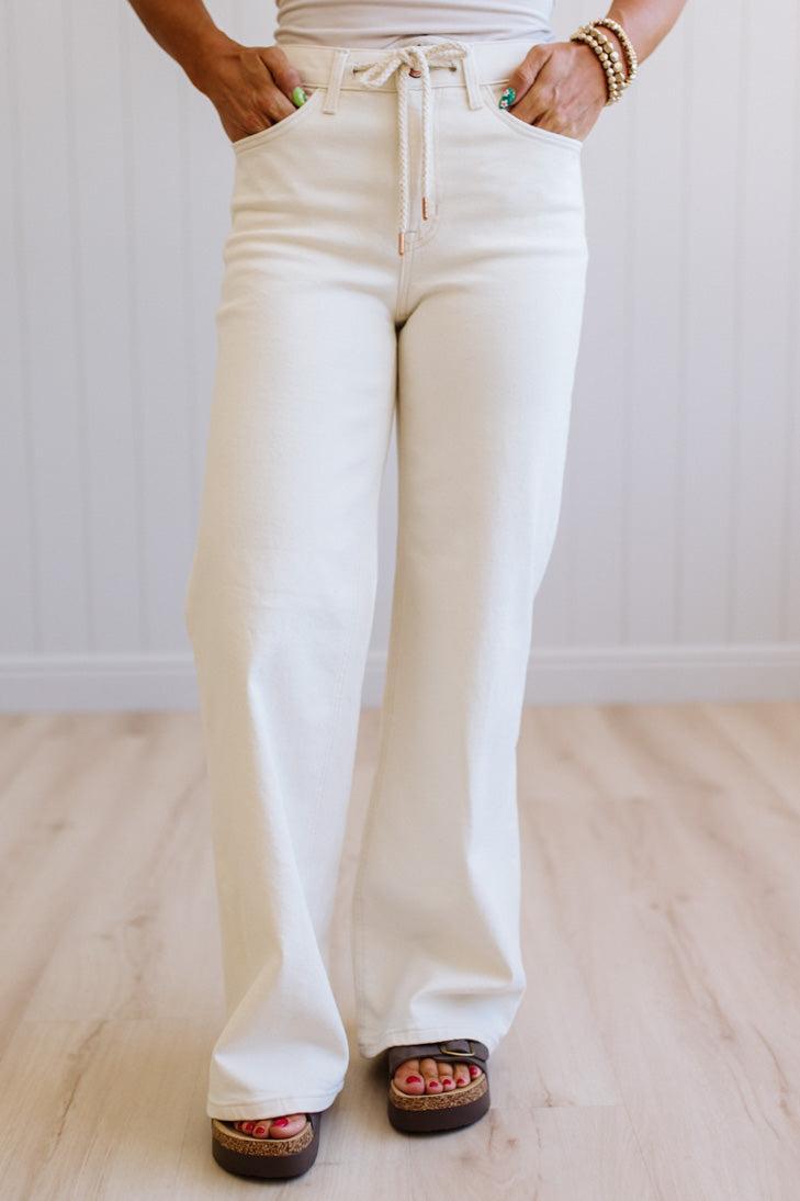 Wellington Drawstring High Rise Jeans - VERVET
