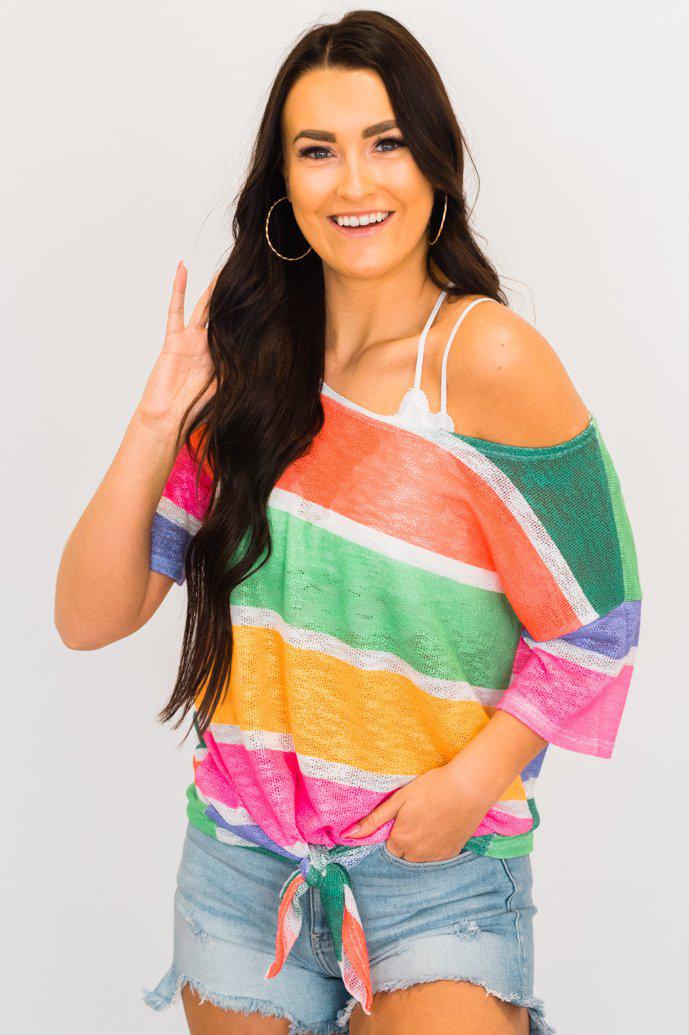 Wide Stripe Off the Shoulder Top | Clearance