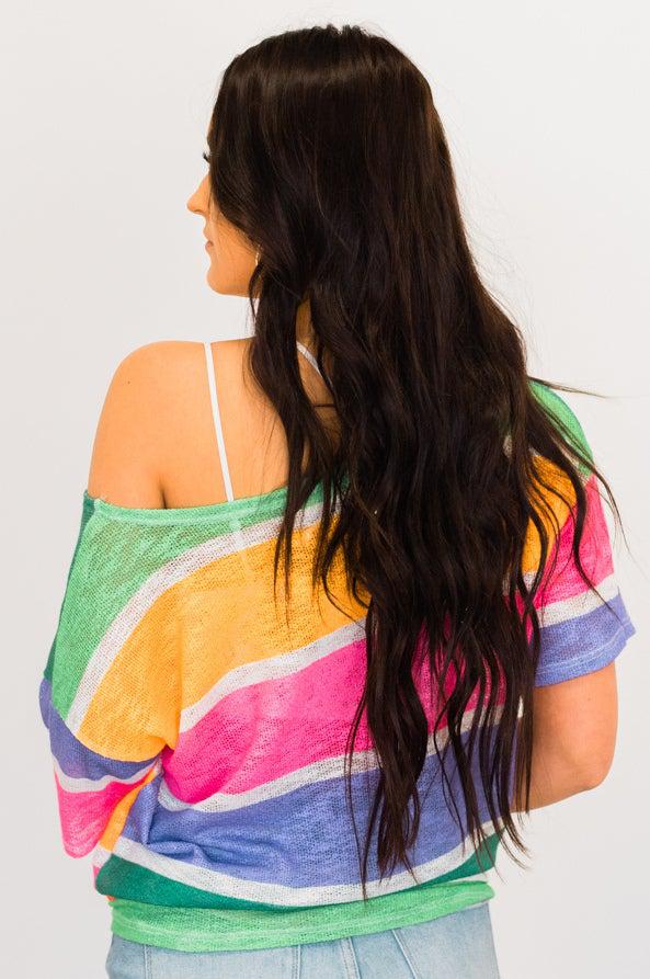 Wide Stripe Off the Shoulder Top | Clearance