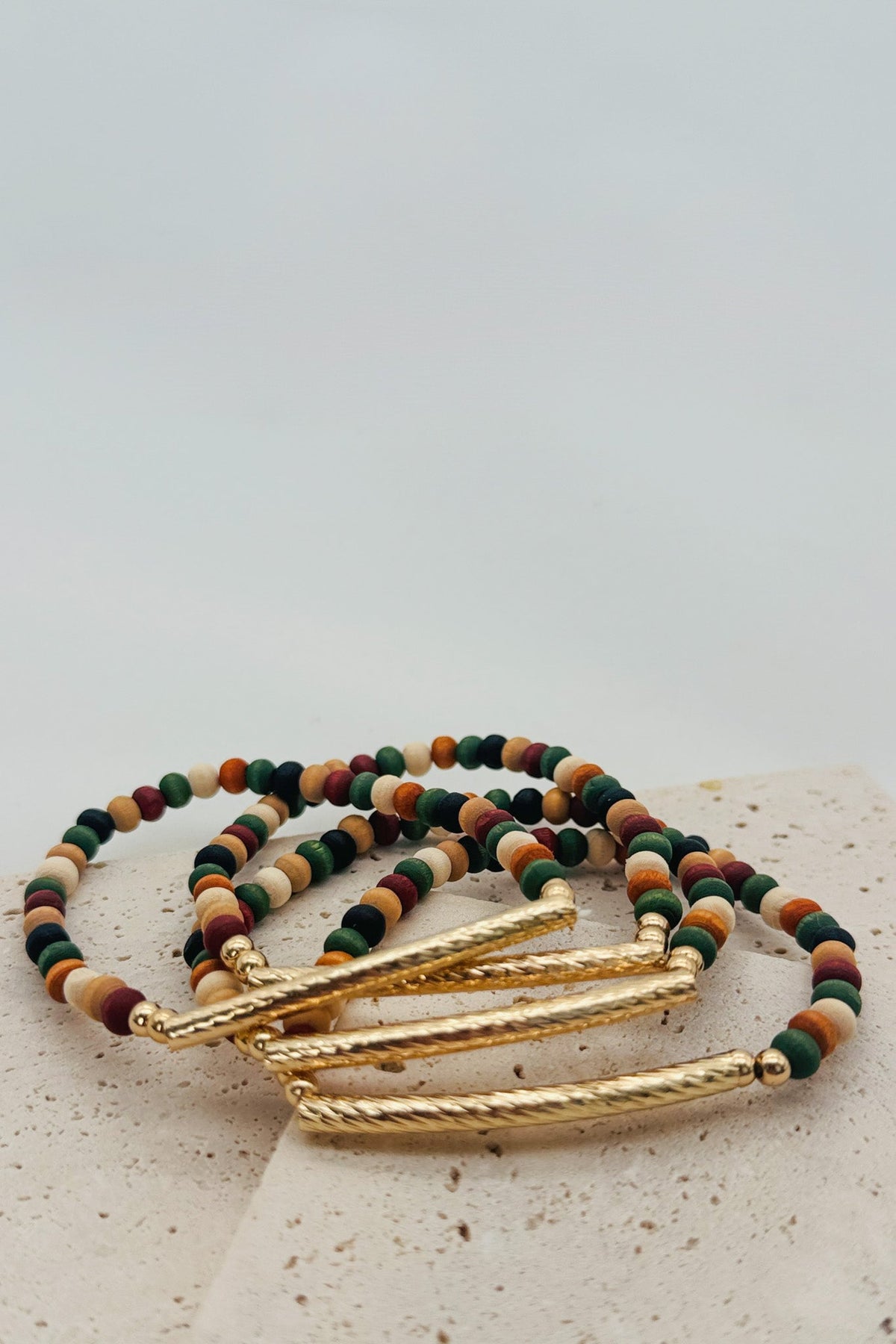 Wood Bead Stretch Bracelet Set | Multi